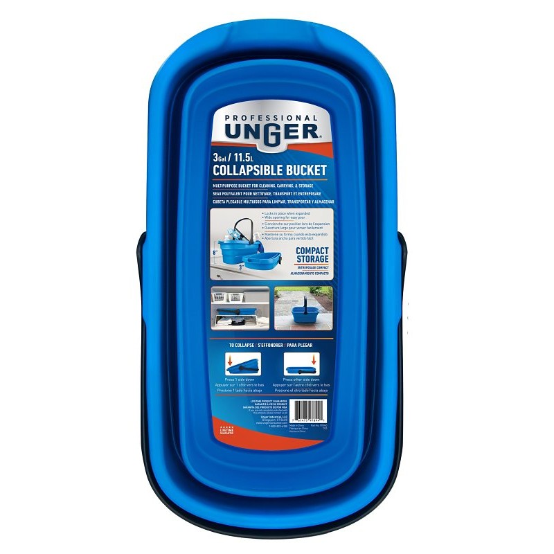 Unger Professional 978940 Collapsible Bucket, 3 gal, Blue