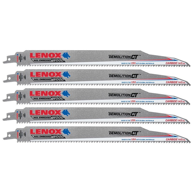 Lenox 1832147 Series Reciprocating Saw Blade, Applicable Materials: Metal, 1 in W, 12 in L, 6 TPI, Carbide Cutting Edge
