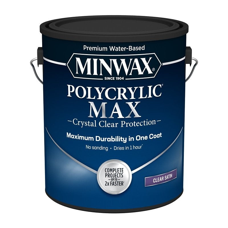 Minwax Polycrylic 655555555 Interior Wood Stain, Satin, Clear, Liquid, 1 gal (Pack of 2)