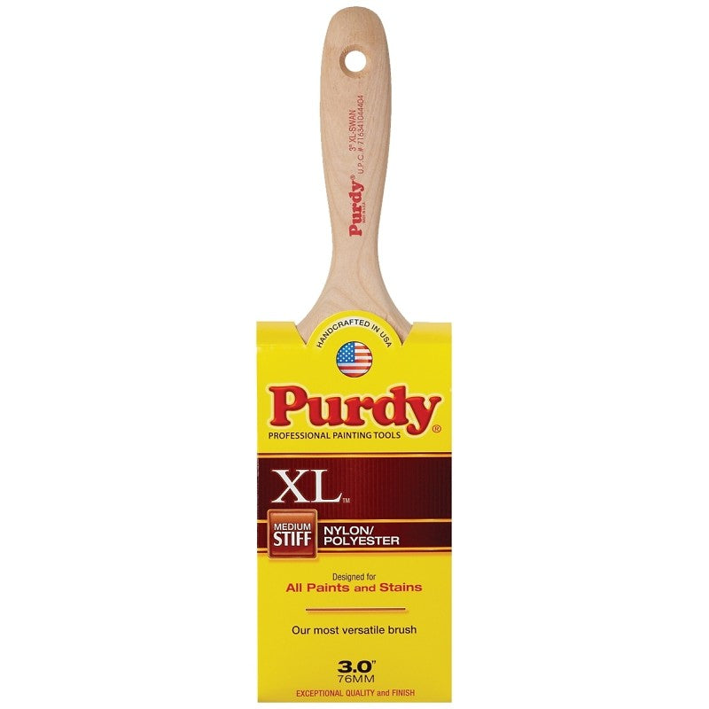 Purdy XL Swan 144400330 Wall Brush, 3 in W, 3-7/16 in L Bristle, Nylon/Polyester Bristle, Beavertail Handle