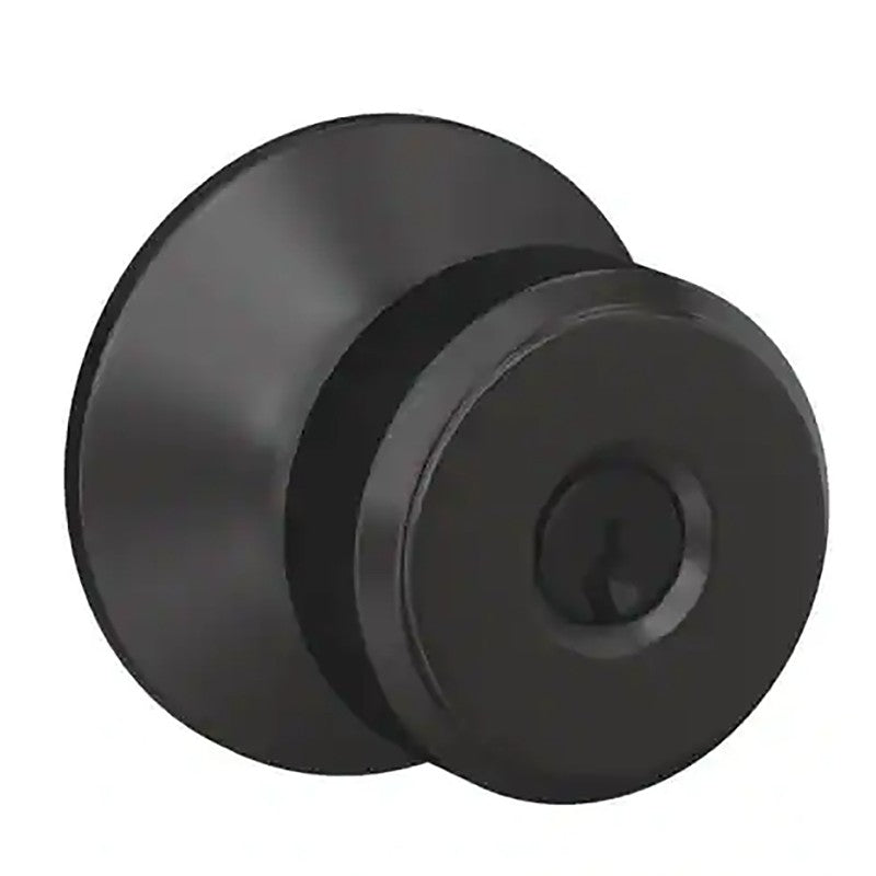 Schlage F51ABOW622 Knob Lock, Matte, Black