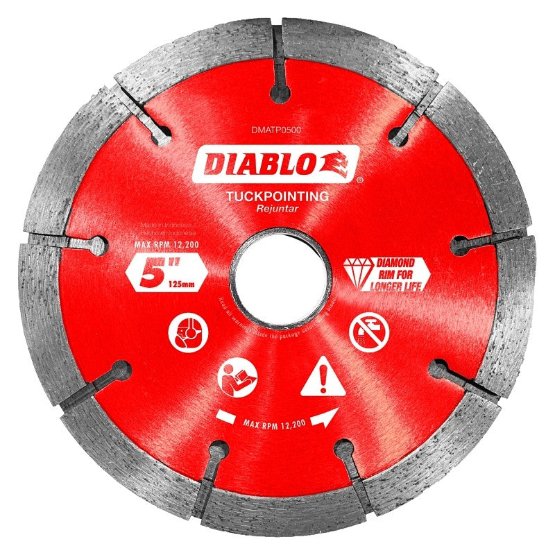 Diablo DMATP0500 Series Saw Blade, Tuck Point Blade, 5 in Dia, Segmented Rim, 1/PK