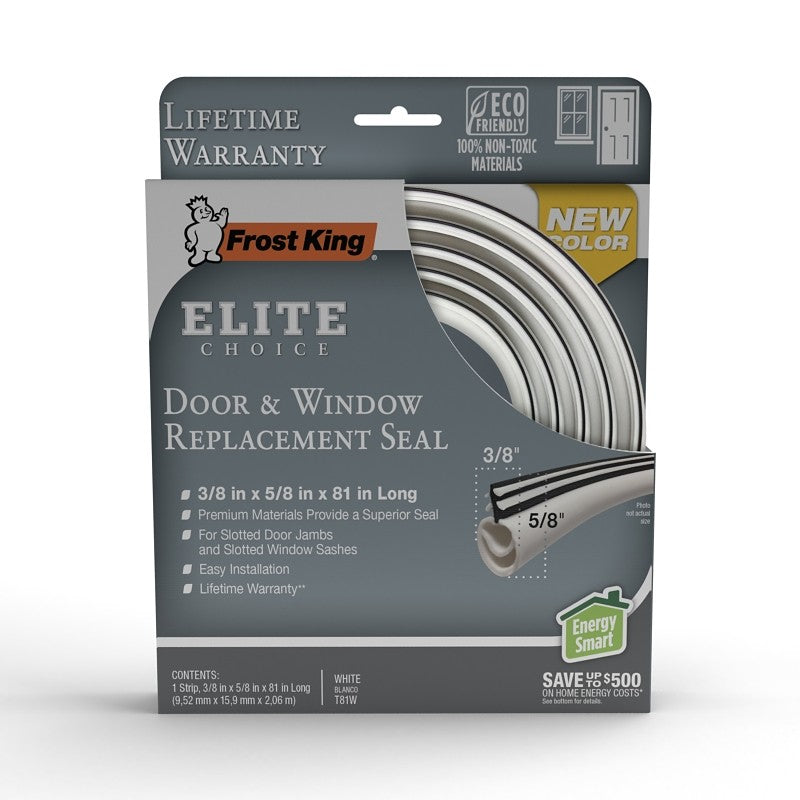 Frost King T81-BW Door Weatherseal Replacement, 1/2 in W, 81 in L, PVC, Black