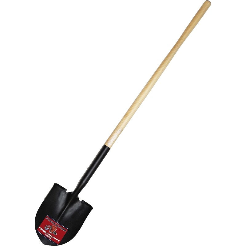 BULLY Tools 52515 Shovel, Round Point, 60 in OAL, 9 in W Blade, 14 ga, Steel Blade, Hardwood Handle