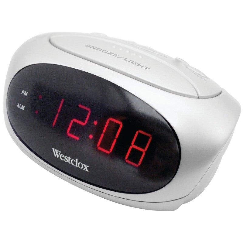 Westclox 70044B Alarm Clock, AAA Battery, LED Display, White Case