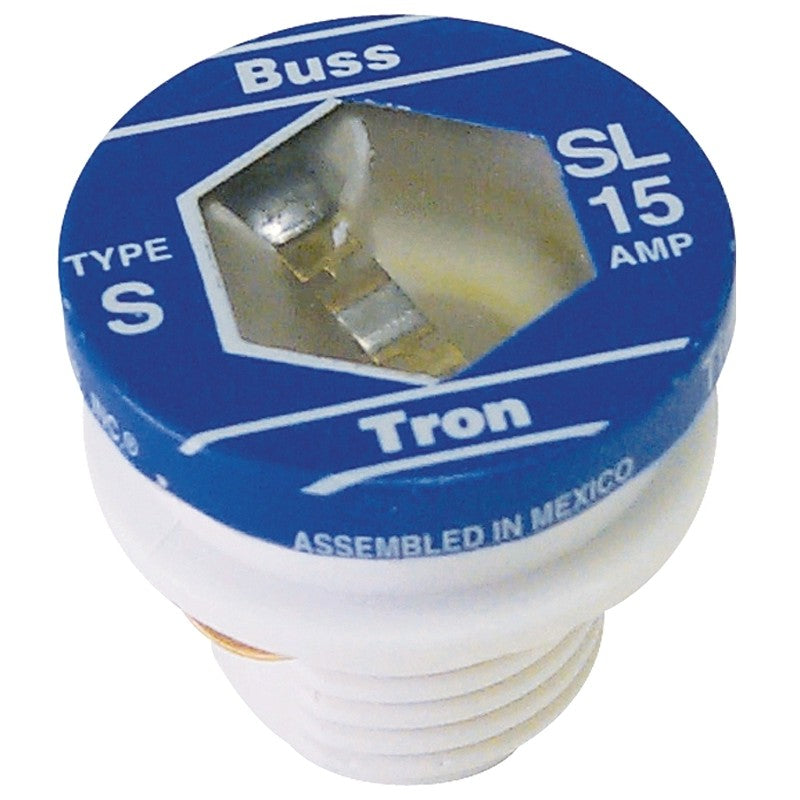 Bussmann BP/SL-15 Plug Fuse, 15 A, 125 V, 10 kA Interrupt, Time Delay Fuse