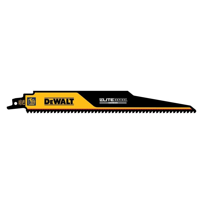 DEWALT ELITE SERIES DWAR956CT-1 Reciprocating Saw Blade, 1 in W, 9 in L, 6 TPI, Carbide Cutting Edge