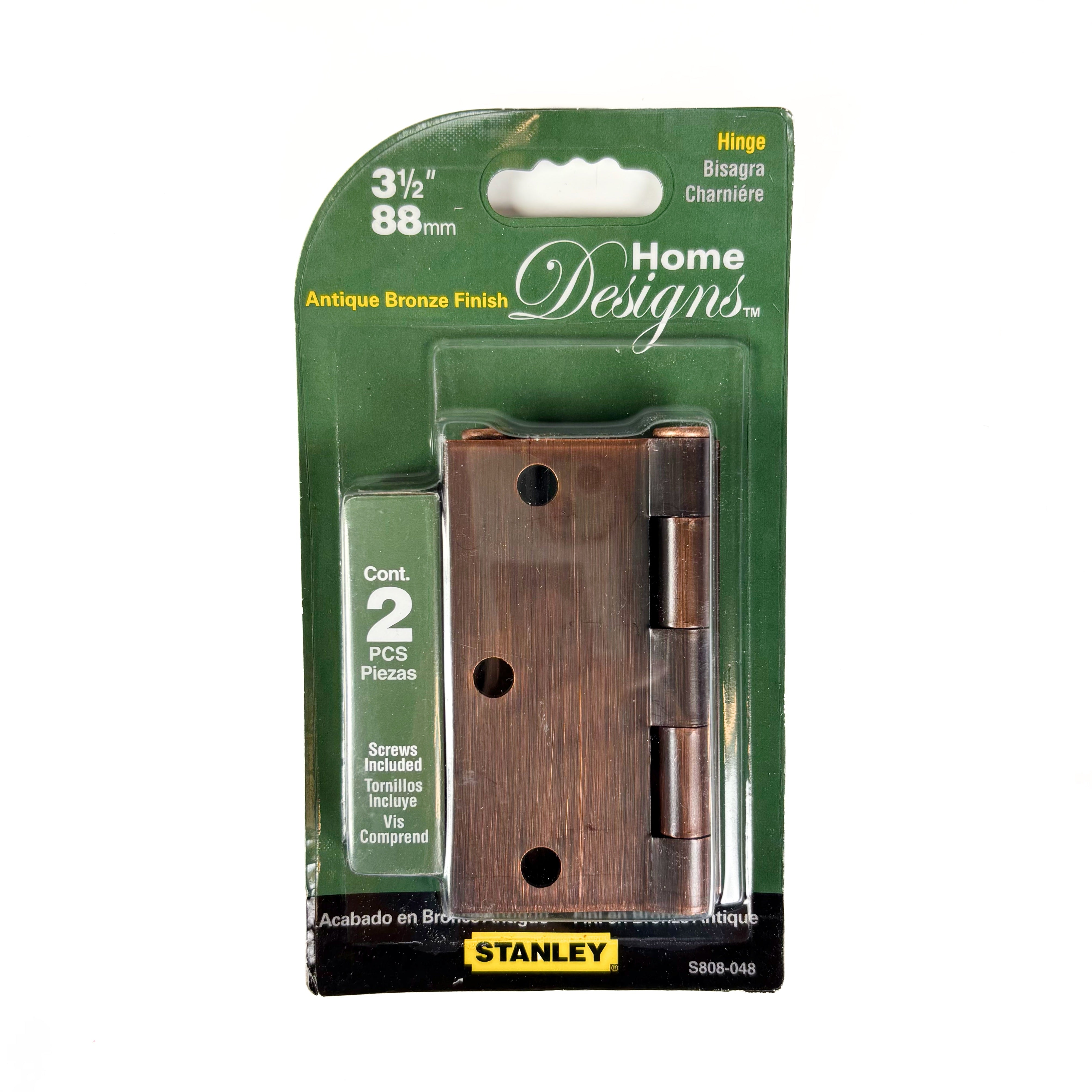 Door Hinges 3-1/2 Inch Square Corner Antique Bronze 2 Pack (POS)