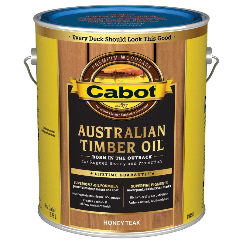 Cabot 19400 Series 140.0019458.007 Australian Timber Oil, Honey Teak, Liquid, 1 gal (Pack of 4)