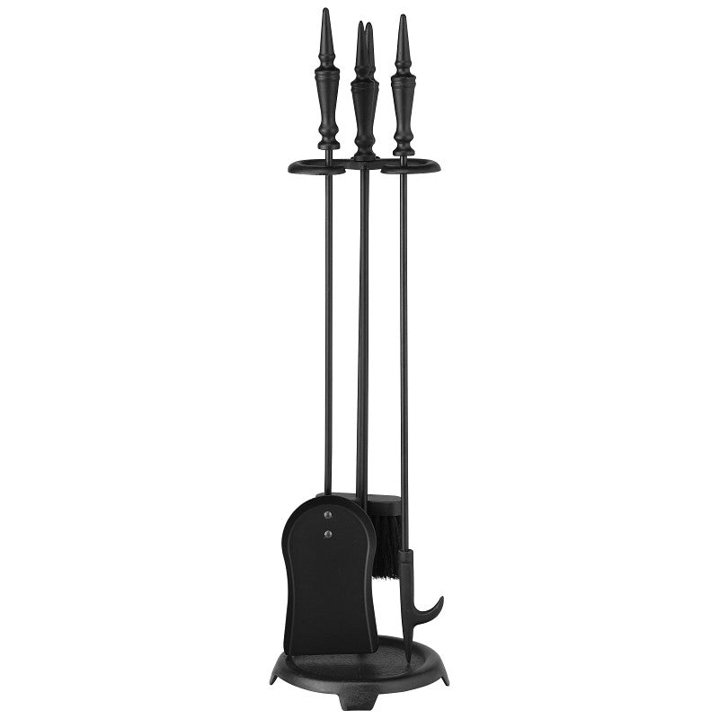 Simple Spaces T40100BK-C3L Fireplace Tool Set, Black, 4-Piece