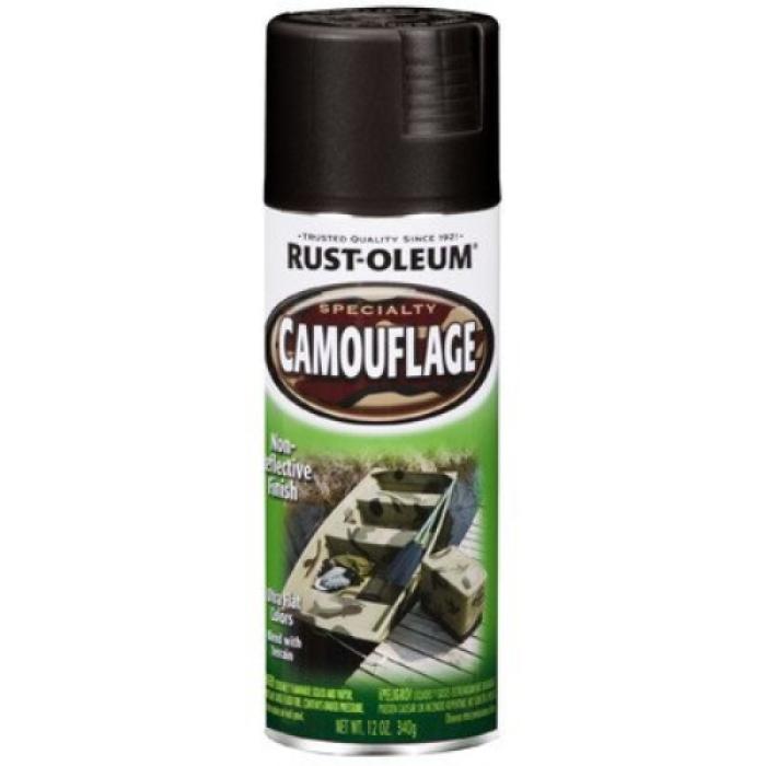Rust-Oleum 1916830 Camouflage Spray Paint, Ultra Flat, Black, 12 oz, Can