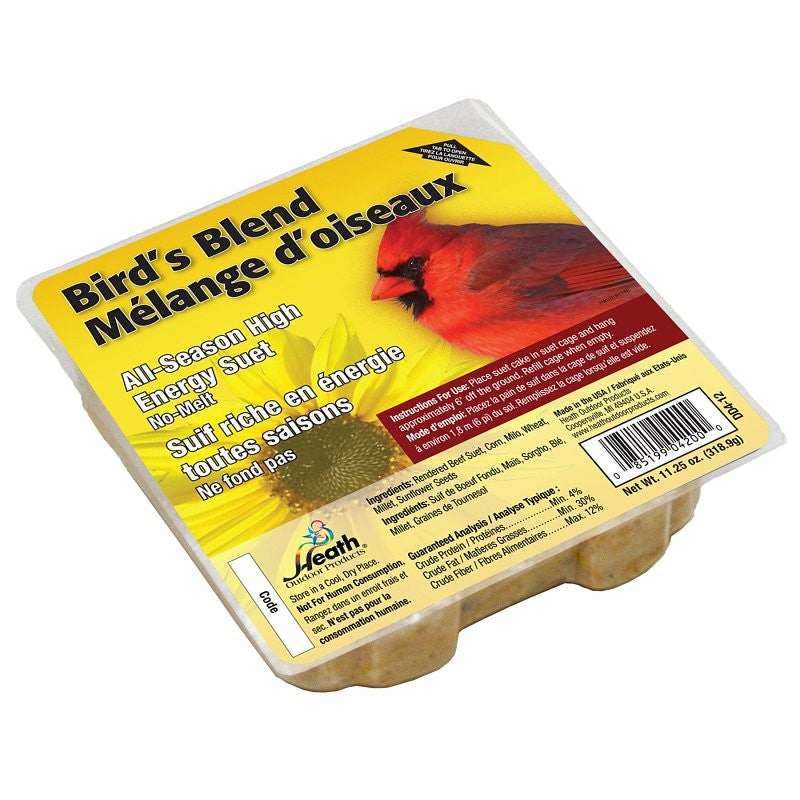 Heath DD4-12 Suet Cake, All-Season, High-Energy, Bird's Blend, 11.25 oz (Pack of 12)