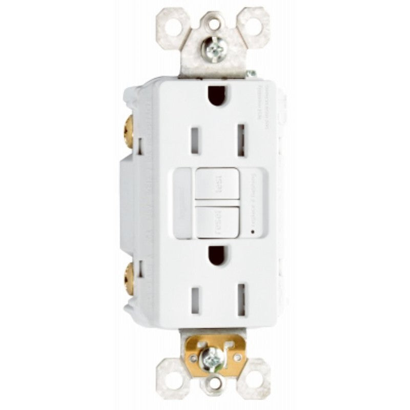 Legrand radiant 1597NTLTRWCCD4 Nightlight/GFCI Receptacle, 2 -Pole, 15 A, 125 VAC, Back, Side Wiring, White
