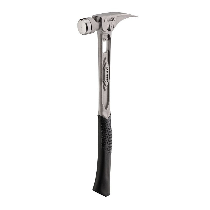 Stiletto TIBONE TIB15SC Smooth/Curved Hammer, 15 oz Head, Smooth, Straight Claw Head, Titanium Head, 17.34 in OAL