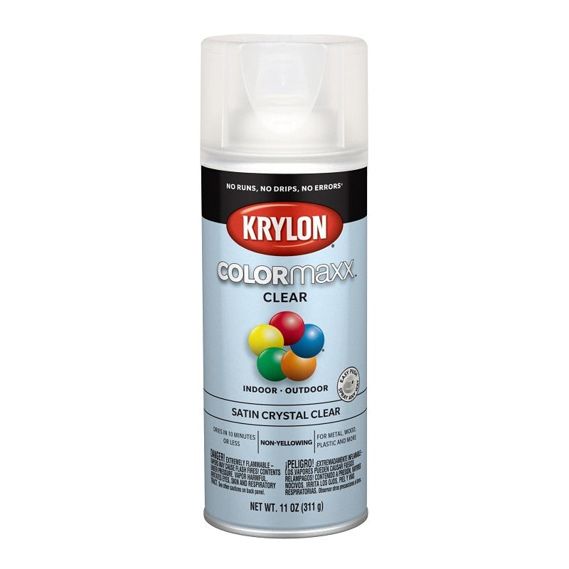 Krylon K05562007 Enamel Spray Paint, Satin, Crystal Clear, 11 oz, Can