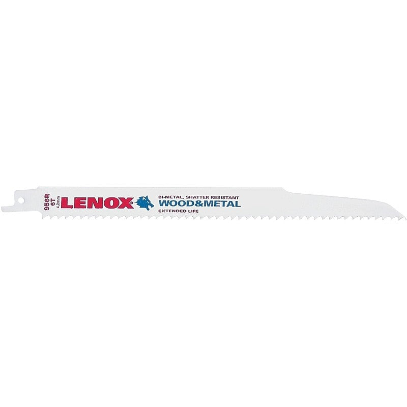 Lenox 20587S956R Reciprocating Saw Blade, Applicable Materials: Nail-Embedded Wood, Non-Ferrous Metal, 3/4 in W, 9 in L