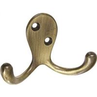 Double Prong Robe Hook Antique Brass