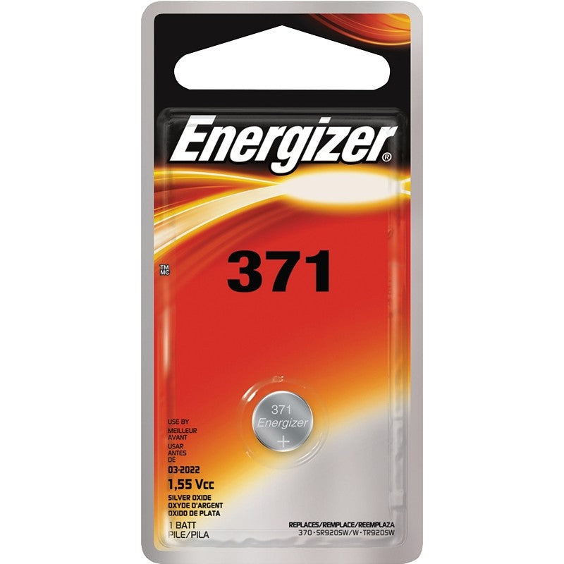 Energizer 371BPZ Coin Cell Battery, 1.5 V Battery, 34 mAh, 371 Battery, Silver Oxide (Pack of 6)