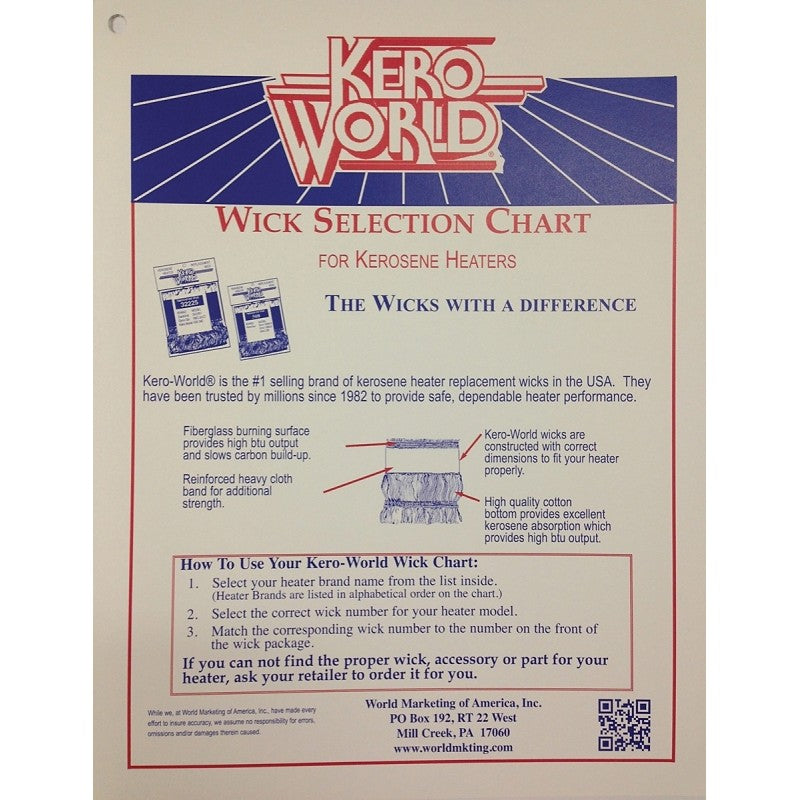 Kero World WC-2 Kerosene Heater Wick Chart