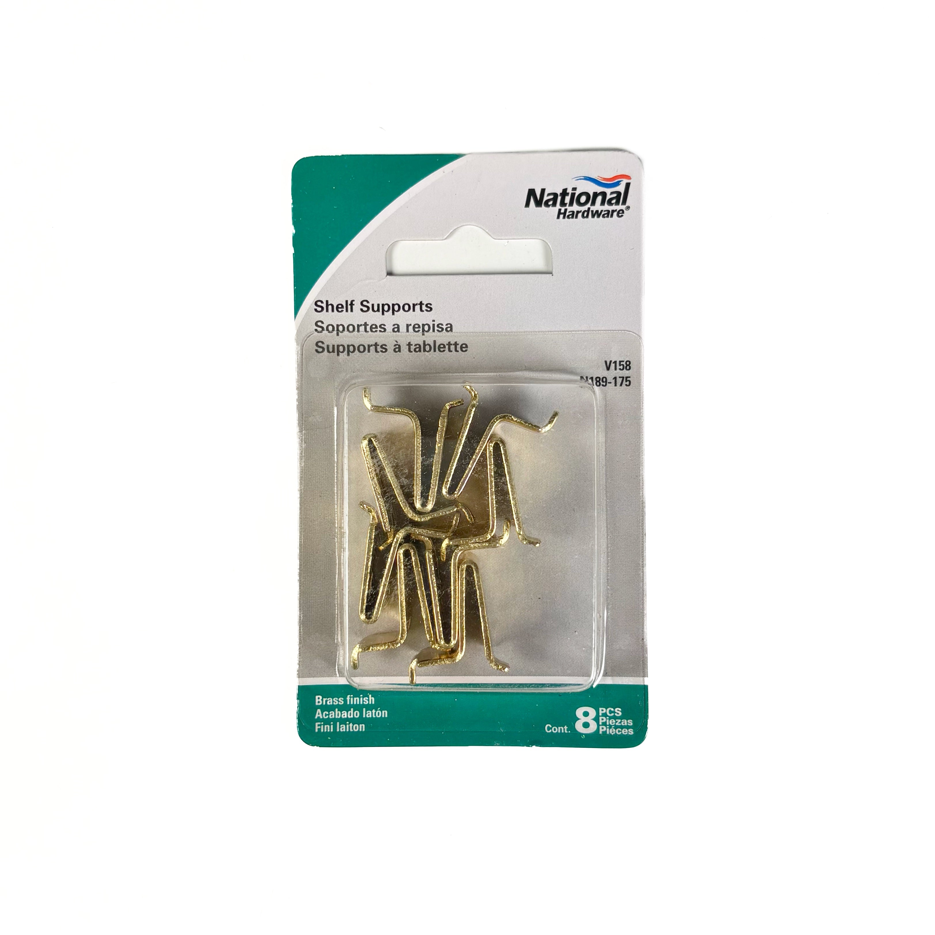 Shelf Support Pilaster Clips Brass 8 Pack
