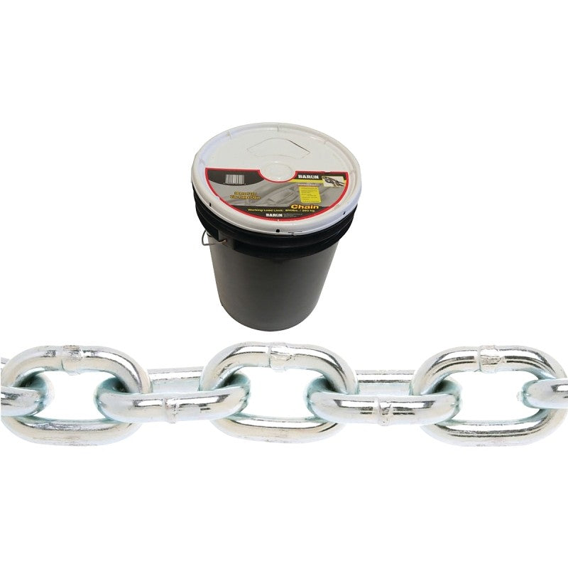 Baron PC3014P Proof Coil Chain, 1/4 in, 141 ft L, 30 Grade, Steel, Zinc