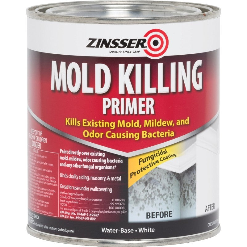 Zinsser 276087 Mold Killing Primer, Flat, White, 1 qt, Can (Pack of 4)