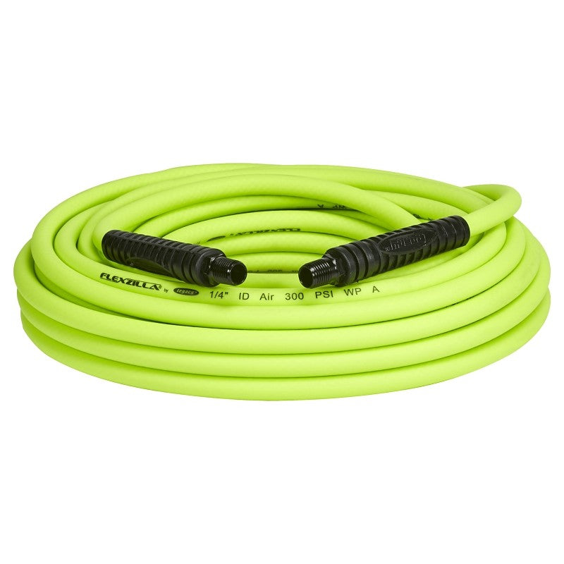 Flexzilla HFZ1450YW2 Premium Air Hose, 1/4 in ID, 50 ft L, MNPT, 300 psi Pressure, Polymer, Green