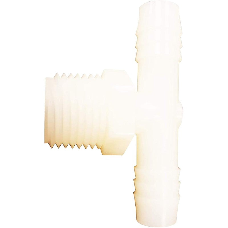 Anderson Metals 53772-0402 Reducing Tee, 1/4 x 1/4 x 1/8 in, Barb x Barb x MPT, Nylon