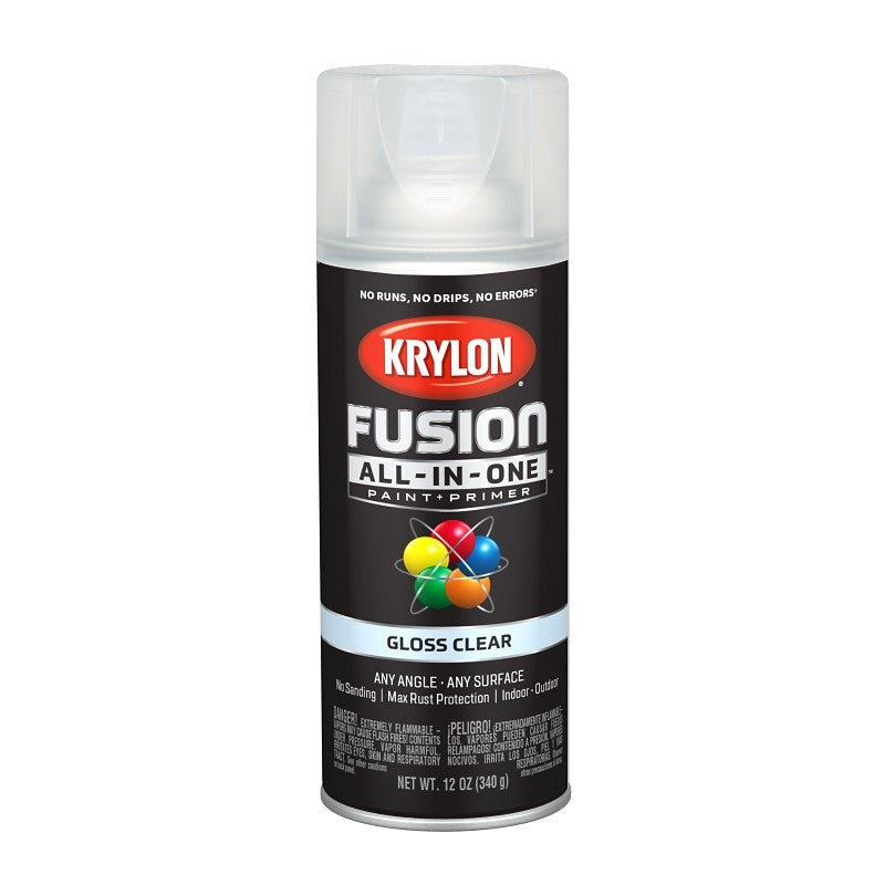 Krylon K02705007 Spray Paint, 12 oz Can, 25 sq-ft Coverage Area, Acrylic Base, Gloss, Clear