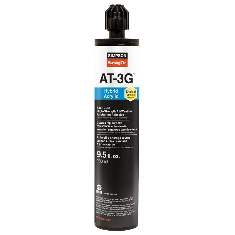 Simpson Strong-Tie AT3G AT3G10 High-Strength Hybrid Acrylic Adhesive, Paste, 9.5 oz Cartridge, Coaxial Cartridge