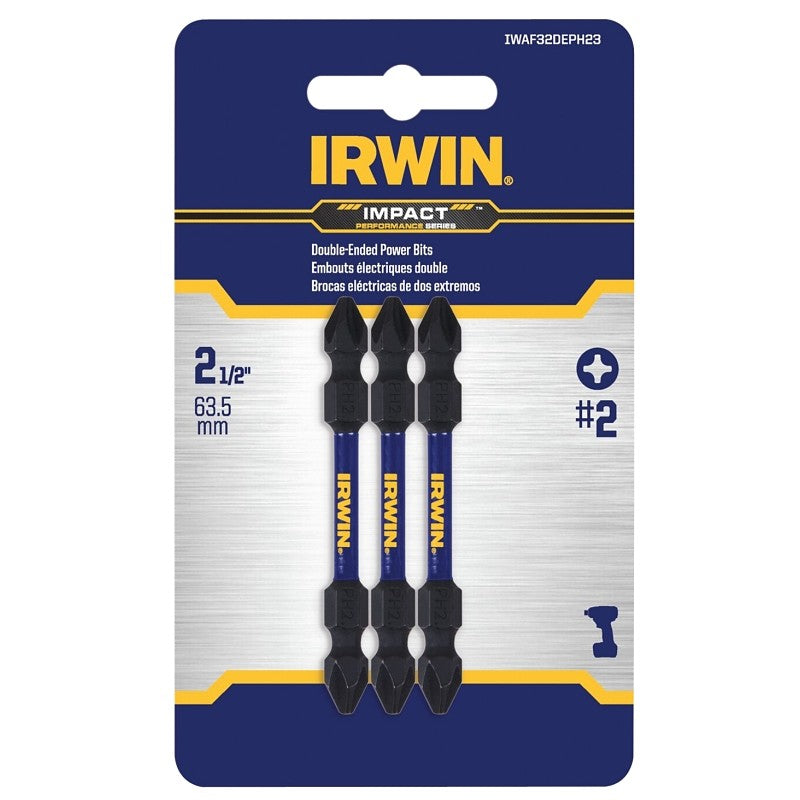 Irwin IWAF32DEPH23 Double-End Bit Set, Phillips Drive, 1/4 in Shank, 2-3/8 in L, Steel