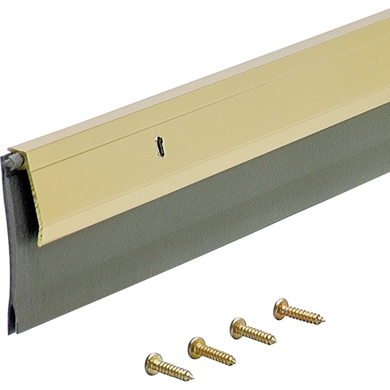 M-D 05744 Door Sweep, Bright Gold Flange, 36 in L, 1/4 in W, Aluminum Flange, Vinyl Insert