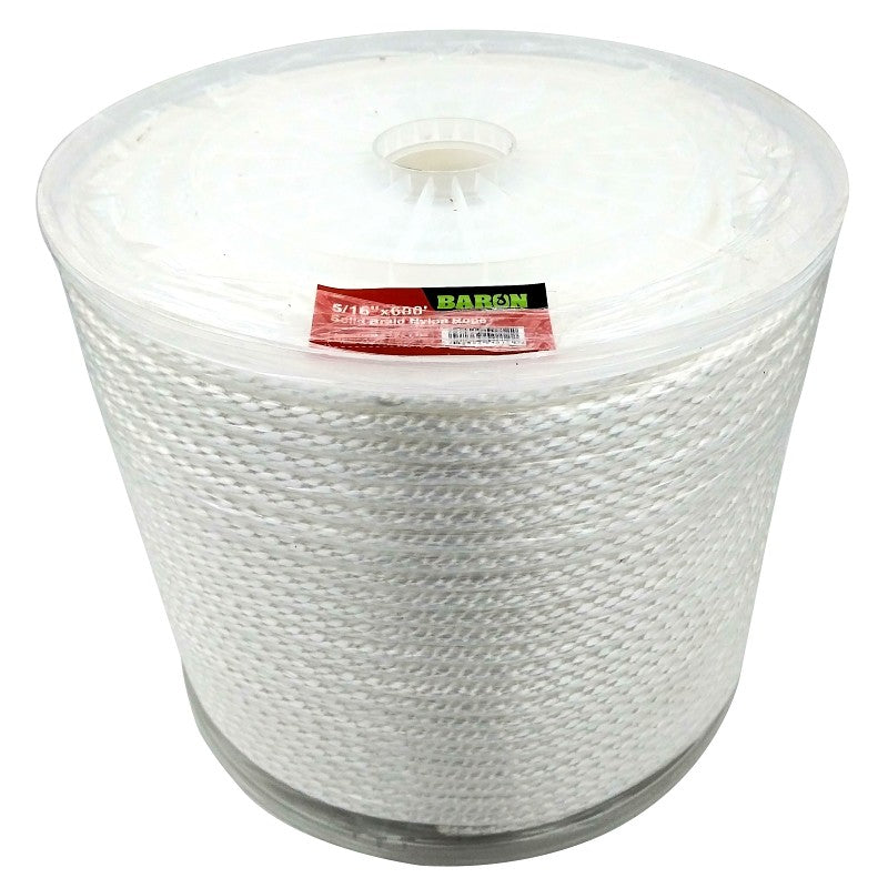 Baron 54012 Rope, 5/16 in Dia, 600 ft L, 192 lb Working Load, Nylon/Poly, White