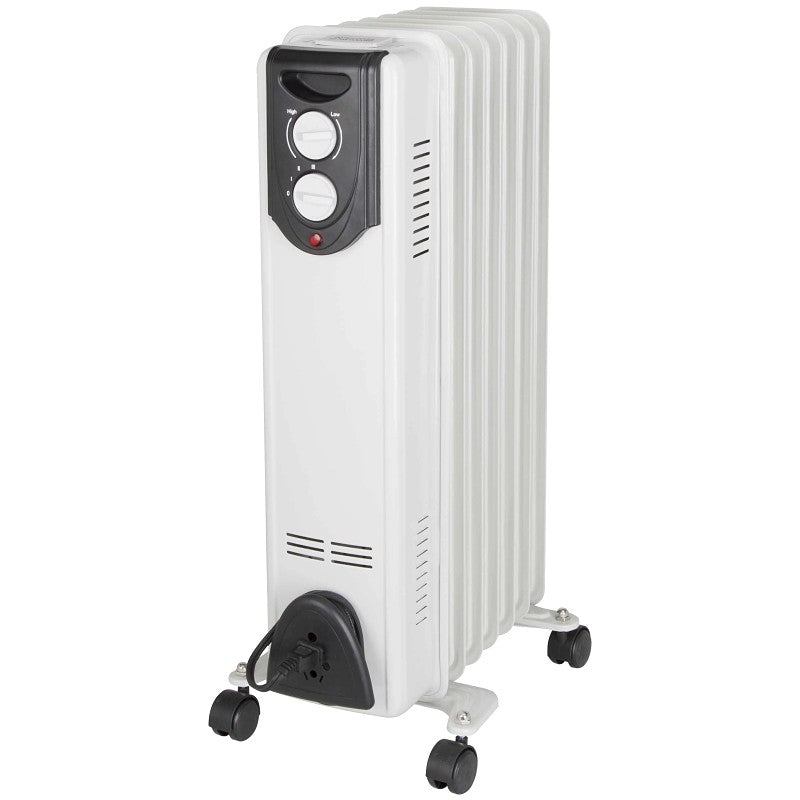 PowerZone DF-150P9-7 Oil Filled Heater, 12.5 A, 120 V, 600/900/1500 W, 1500 W Heating, White