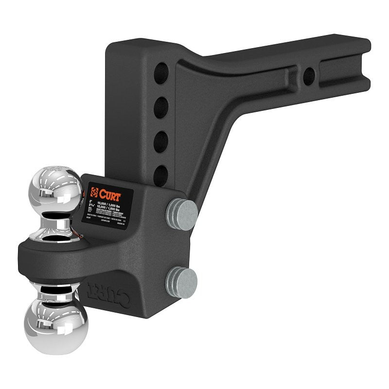 Curt 45935 Adjustable Trailer Hitch Dual-Ball Mount, 5-1/2 in Drop, 4-1/2 in Rise, 2, 2-5/16 in Dia Hitch Ball, 1/PK