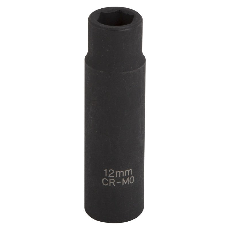 Vulcan MT6580210 Deep Impact Socket, 12 mm Socket, 1/2 in Drive, Deep Drive, 6-Point, Chrome Molybdenum Steel