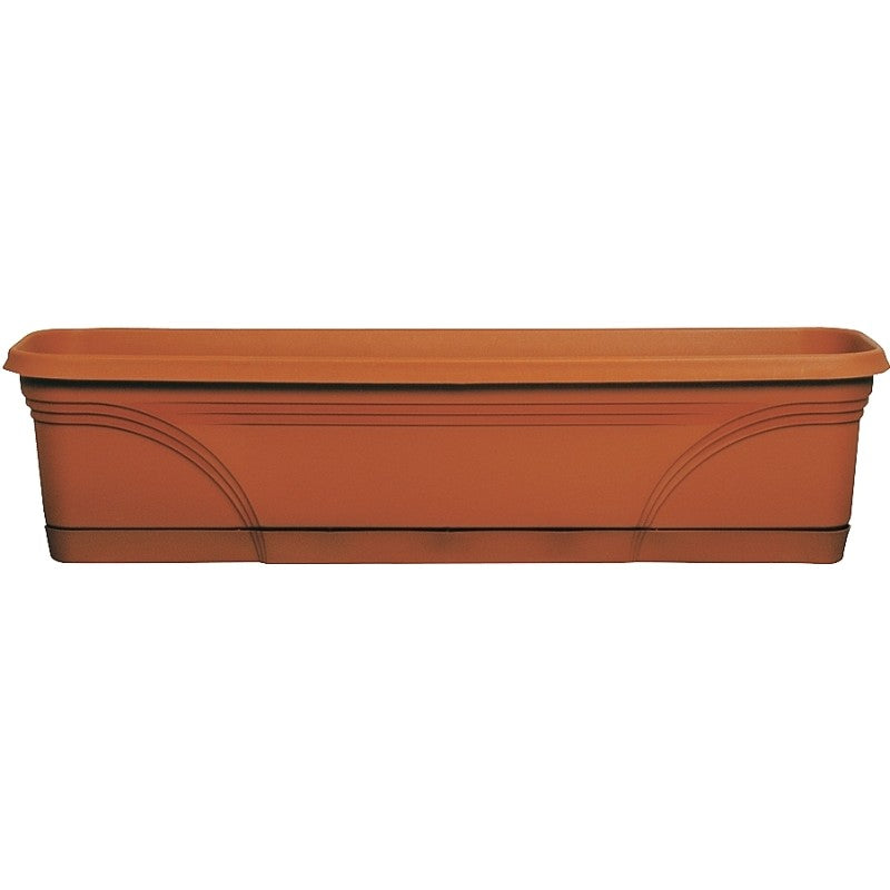 Southern Patio MB2412TC Planter, 7-1/4 in H, 23.88 in W, 7.88 in D, Window Box, Plastic, Terracotta