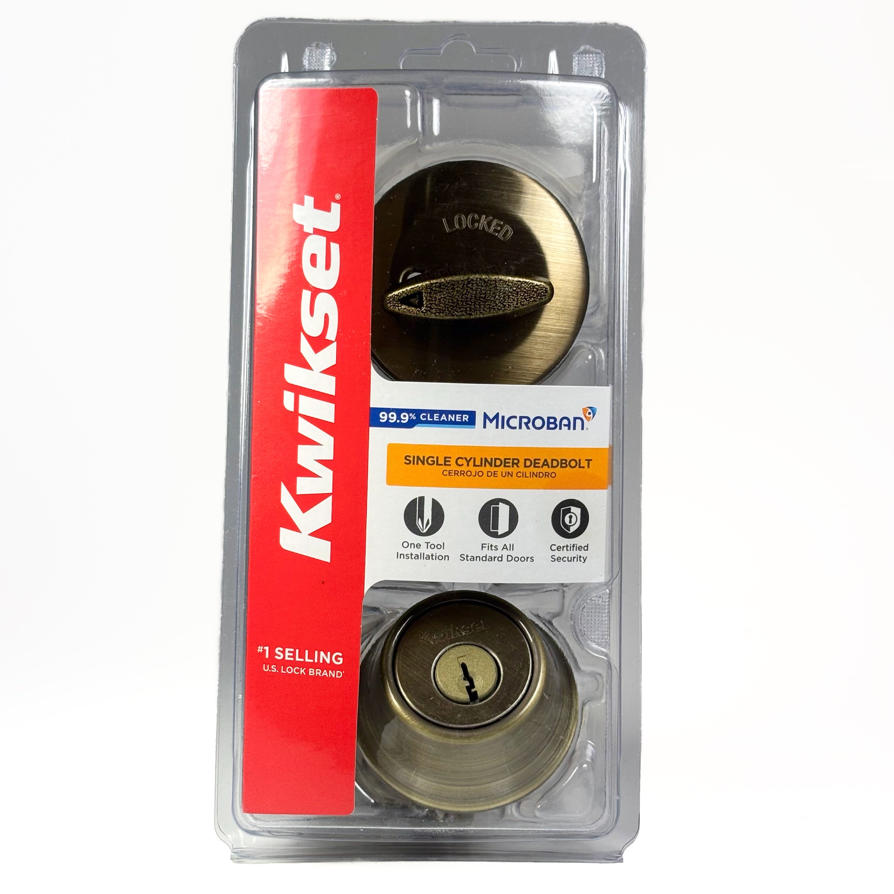 Single Cylinder Deadbolt Antique Brass