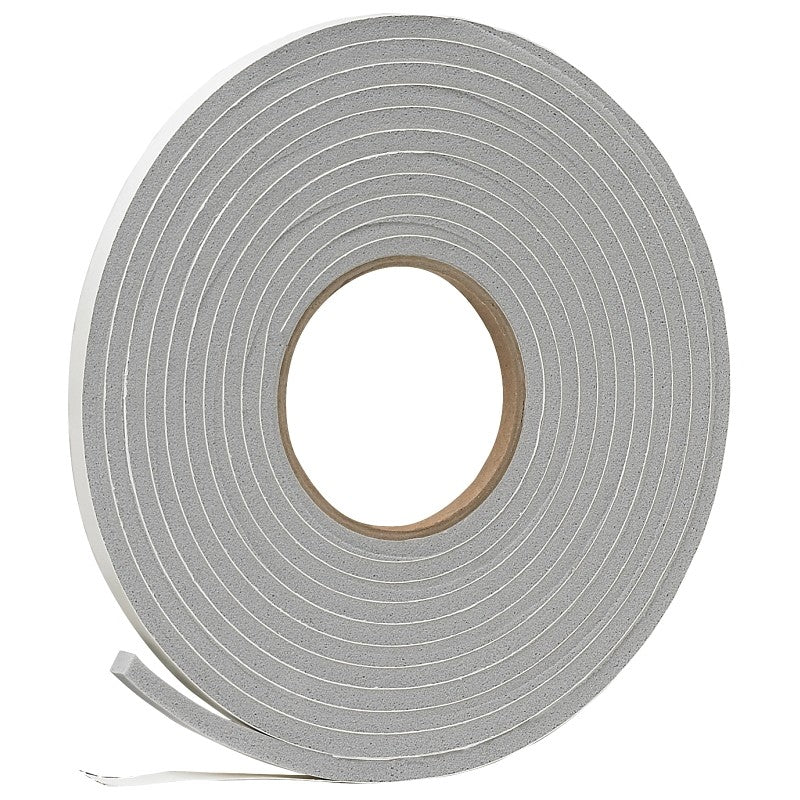 Frost King V444H Foam Tape, 3/8 in W, 17 ft L, 1/4 in Thick, Vinyl, Gray