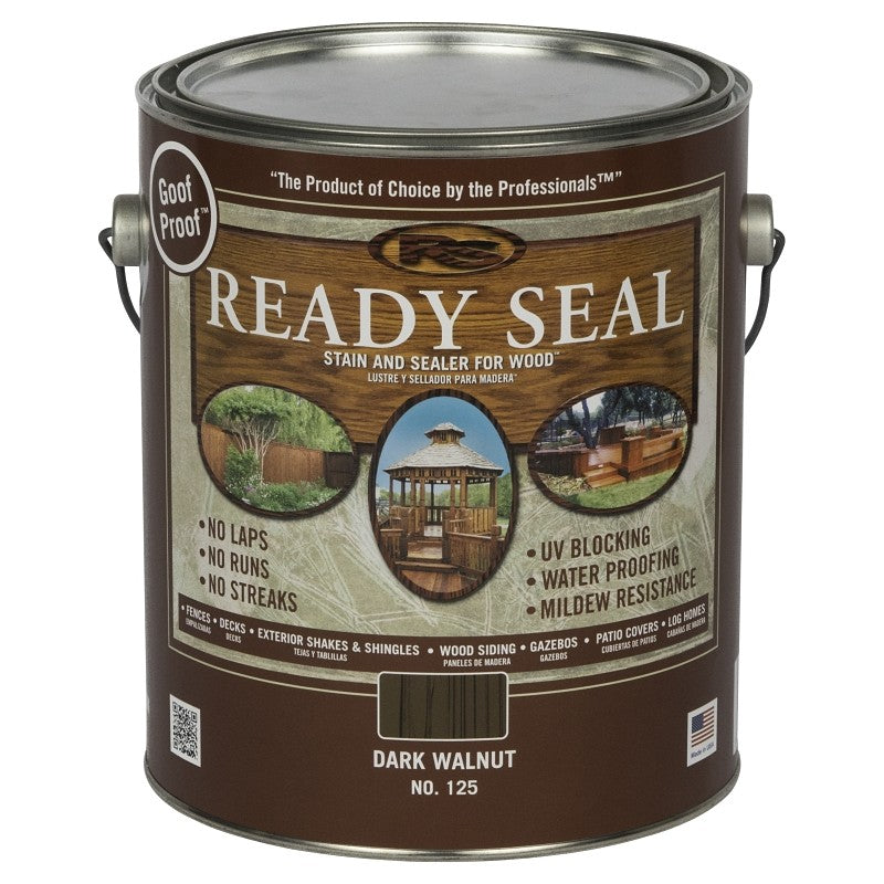 Ready Seal 125 Stain and Sealer, Dark Walnut, 1 gal, Can (Pack of 4)