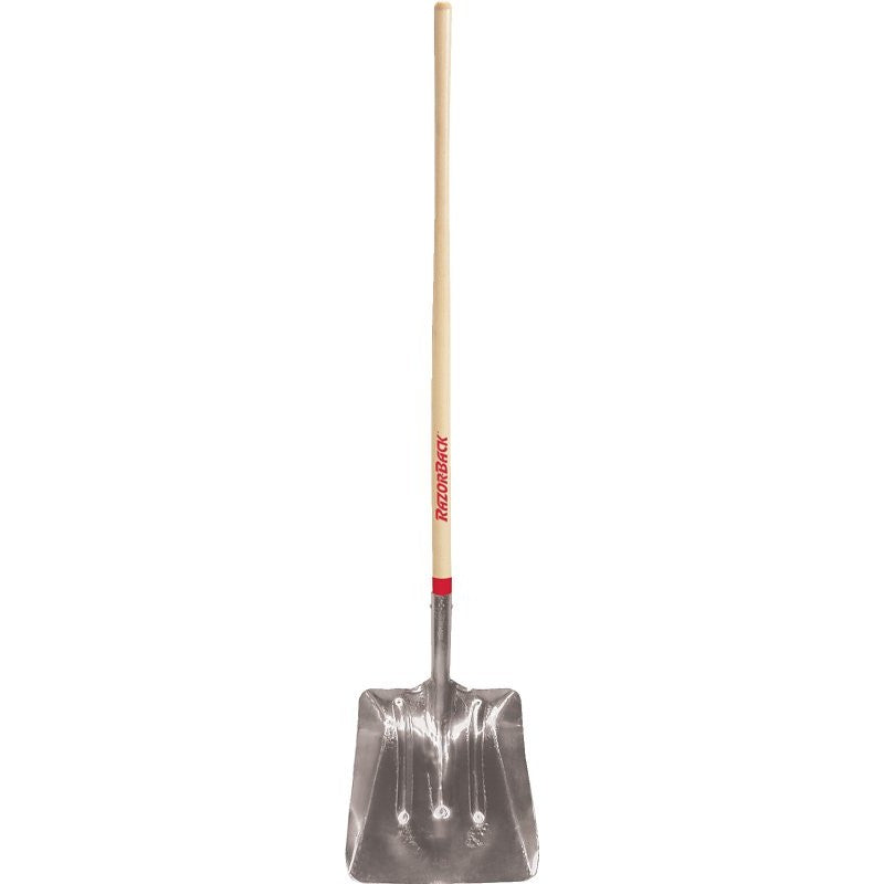 Razor-Back 54247 Scoop Shovel, 13-1/4 in W Blade, 14-1/2 in L Blade, Aluminum Blade, North American Hardwood Handle