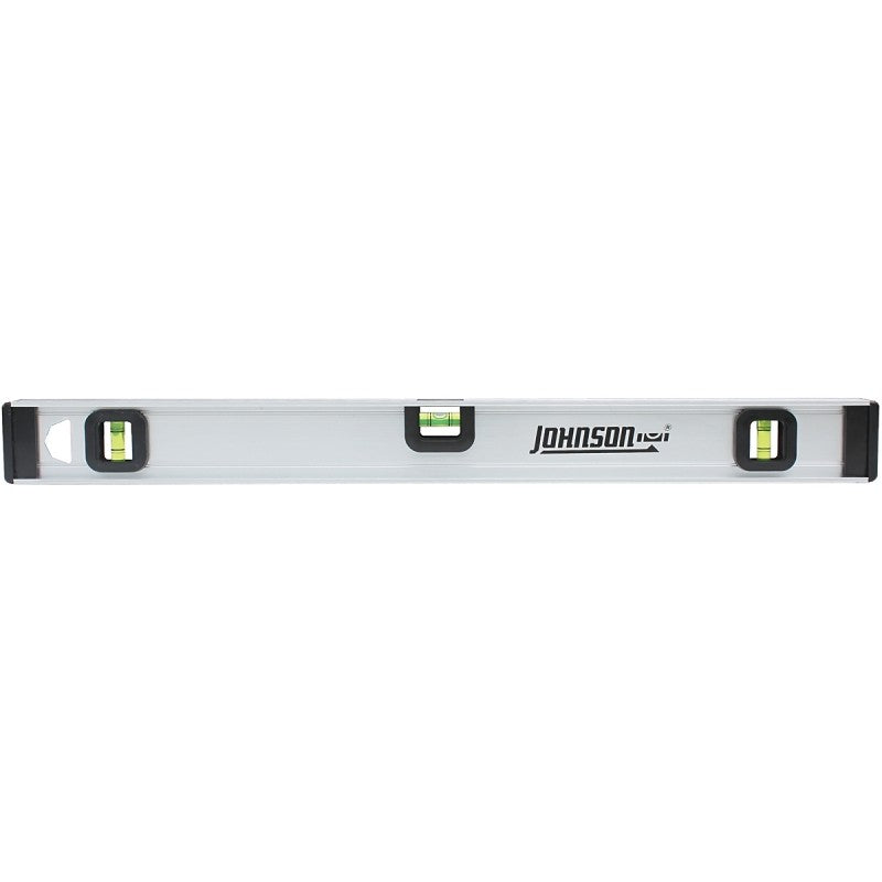 Johnson 1300-3600 I-Beam Level with Rule, 36 in L, 3-Vial, Non-Magnetic, Aluminum, Silver