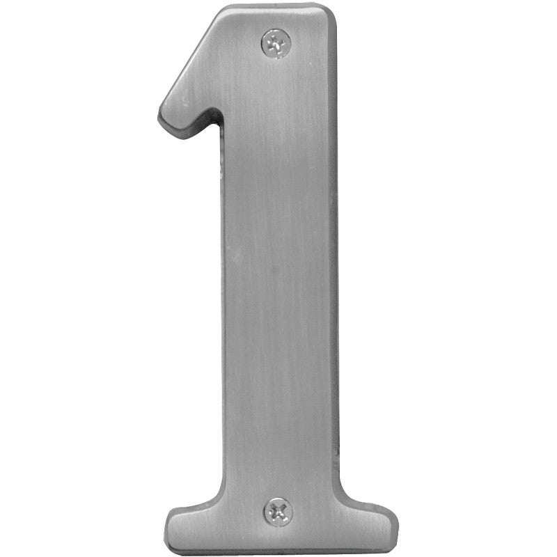 Hy-Ko Prestige Series BR-51SN/1 House Number, Character: 1, 5 in H Character, Nickel Character, Solid Brass (Pack of 3)