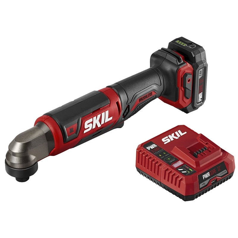 Skil RI574502 Right Angle Impact Driver, Battery Included, 12 V, 2 Ah, 1/4 in Drive, Hex Drive, 3750 ipm