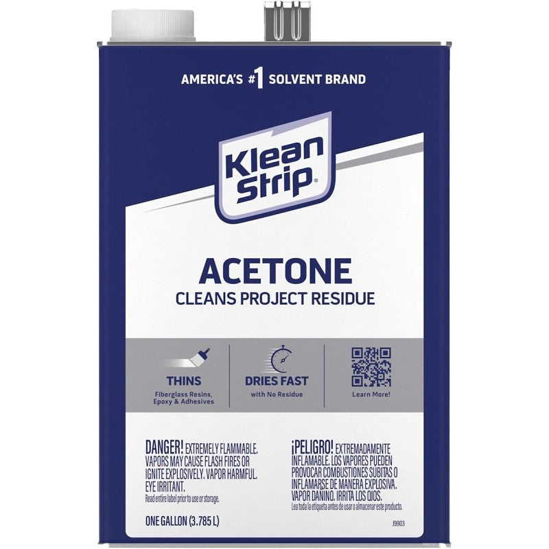 Klean Strip GAC18 Acetone Thinner, Liquid, Characteristic Ketone, Sweet Pungent, Clear, 1 gal, Can (Pack of 4)