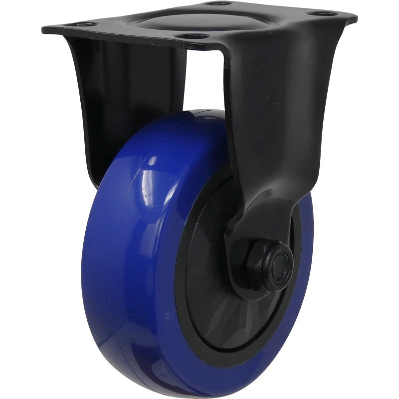Shepherd Hardware 3662 Rigid Caster, 4 in Dia Wheel, TPU Wheel, Black/Blue, 300 lb, Polypropylene Housing Material