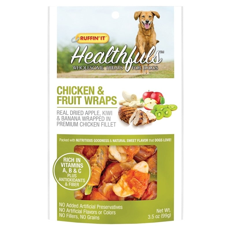 Ruffin'It 08302 Wholesome Dog Treat, 3.5 oz, Ingredients: Kiwi and Banana Wrapped in Premium Chicken Fillet