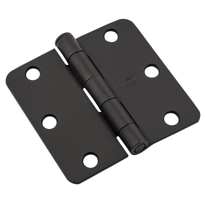 National Hardware 512 Series N830-430 Door Butt Hinge, 1/4 in Corner Radius, Black, 3 in H Frame Leaf, 50 lb, 1/BAG