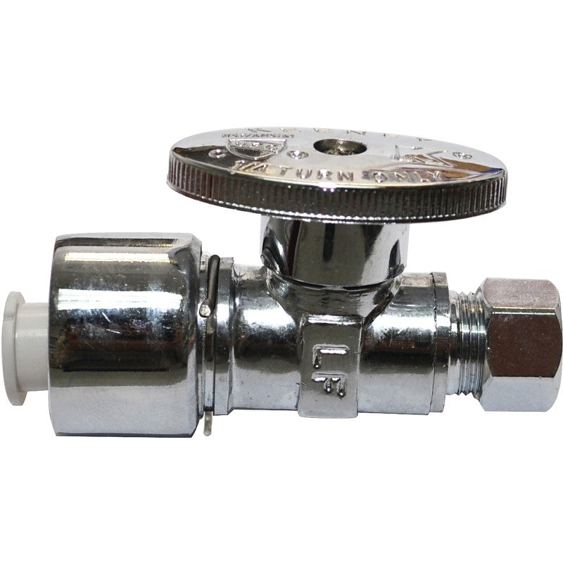 Plumb Pak PP2068POLFBG Stop Valve, 5/8 x 3/8 in Connection, Compression, 125 psi Pressure, Brass Body