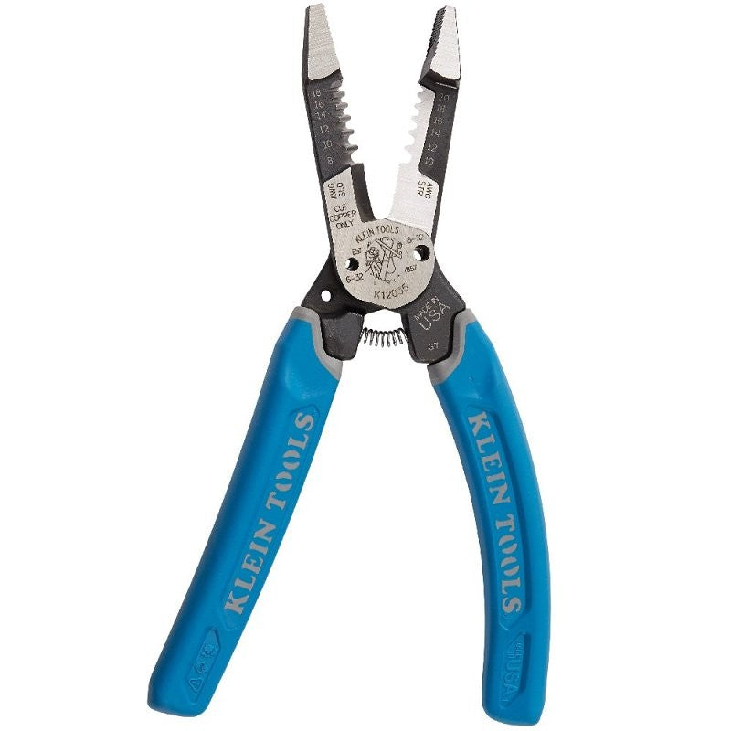 Klein-Kurve K12035 Heavy-Duty Wire Stripper, 18 to 8, 20 to 10 AWG Wire, 8.41 in OAL, Comfort Grip Handle